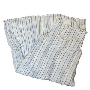 J Jill Love Linen Medium Maxi Dress White Blue Stripe Sleeveless Tiered Ruffle